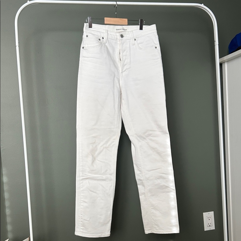 Denim Forum Women's Straight Leg Jeans in White